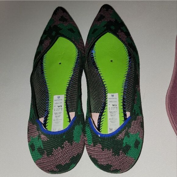 Rothy's Green Botanicamo Camo Point Toe Ballet Flat Shoes Sz 9 • Rare & Retired - Picture 11 of 16